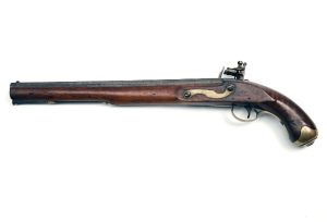 18-BORE FLINTLOCK LONG-BARRELLED PISTOL