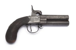 A 100-BORE PERCUSSION BOXLOCK TURN-OVER POCKET PISTOL