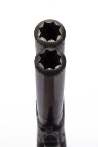 A 100-BORE PERCUSSION BOXLOCK TURN-OVER POCKET PISTOL