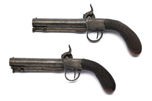 PAIR OF 42 BORE TRAVELLING PISTOLS SIGNED D EGG NO SER
