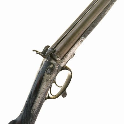 16-BORE PINFIRE DOUBLE BARRELLED SPORTING-GUN SIGNED GEORGE BURT