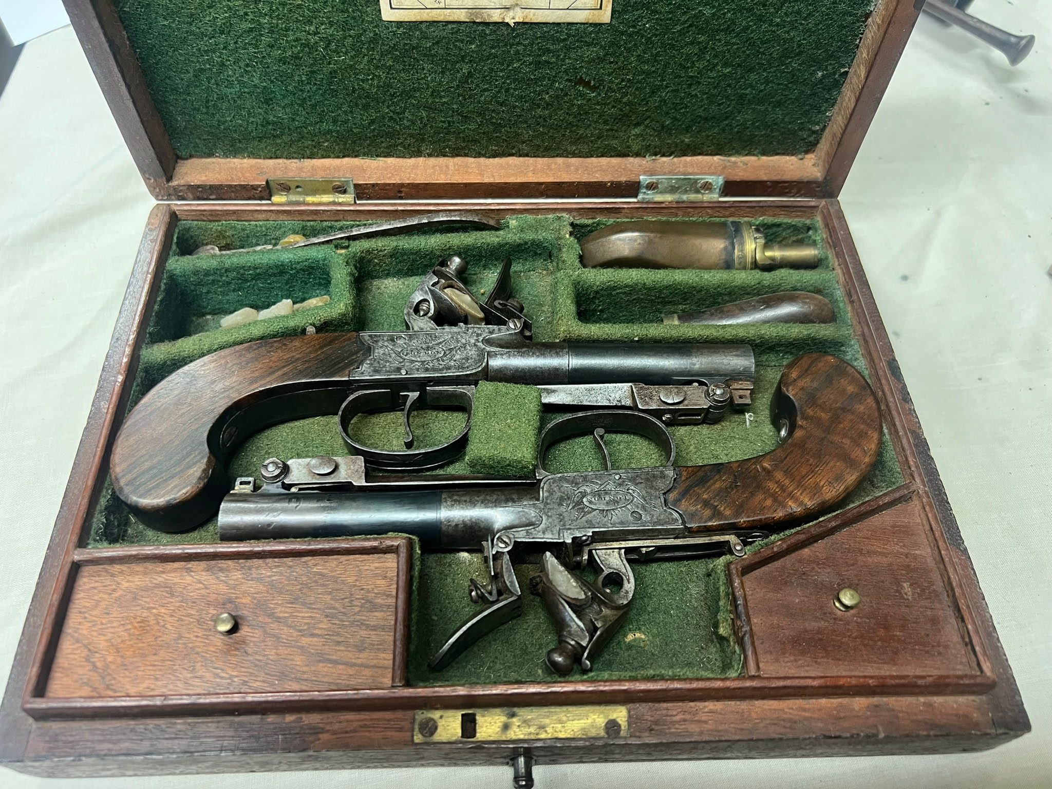 Pair of Lacy Flintlock Pistols London Made SN 67