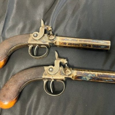 SPECTACULAR MINT PAIR OF ENGRAVED TURN-OFF PERCUSSION PISTOLS